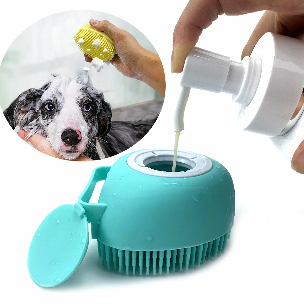 

Pet Dog Shampoo Massager Brush Cat Massage Comb Grooming Scrubber Shower Brush for Bathing Short Hair Soft Silicone Brushes