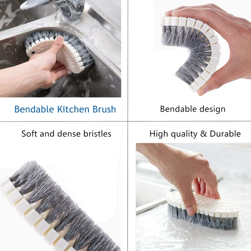 

4 Pcs Cleaning Brushes Set Scrub Brush Bathroom Brush Kitchen Brush,Shoe Cleaning Brush Steel Ball Dishwashing Brush