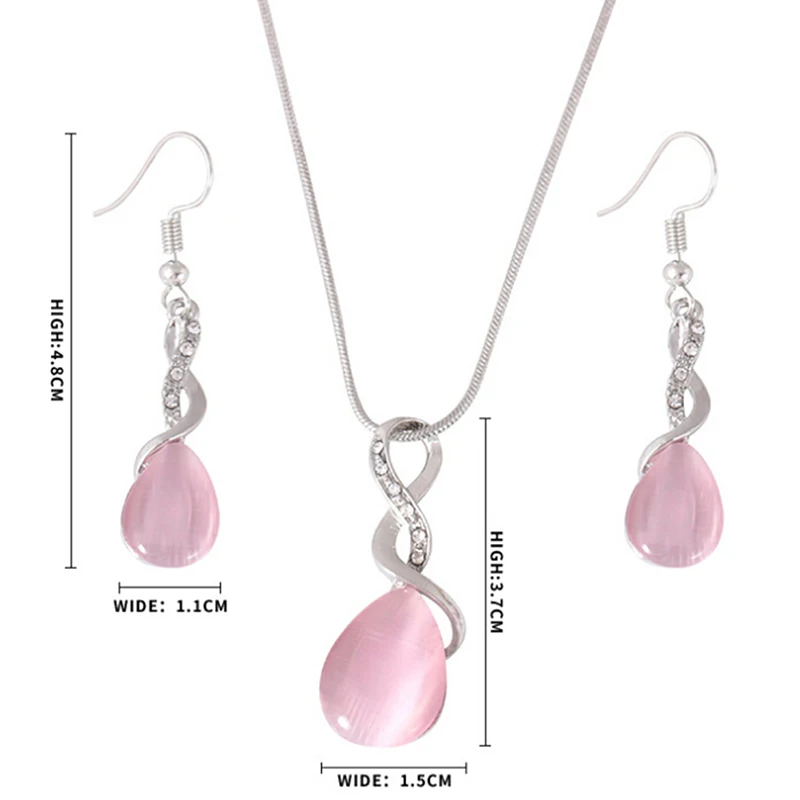 Модное ожерелье и серьги с опаловым кристаллом в форме Креста капли воды набор