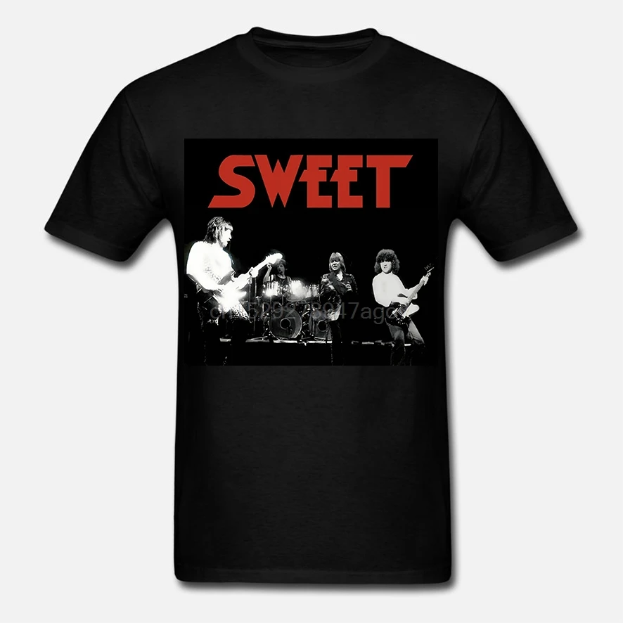 Горячая новинка он сладкий группа Glam классический рок Мужская черная футболка