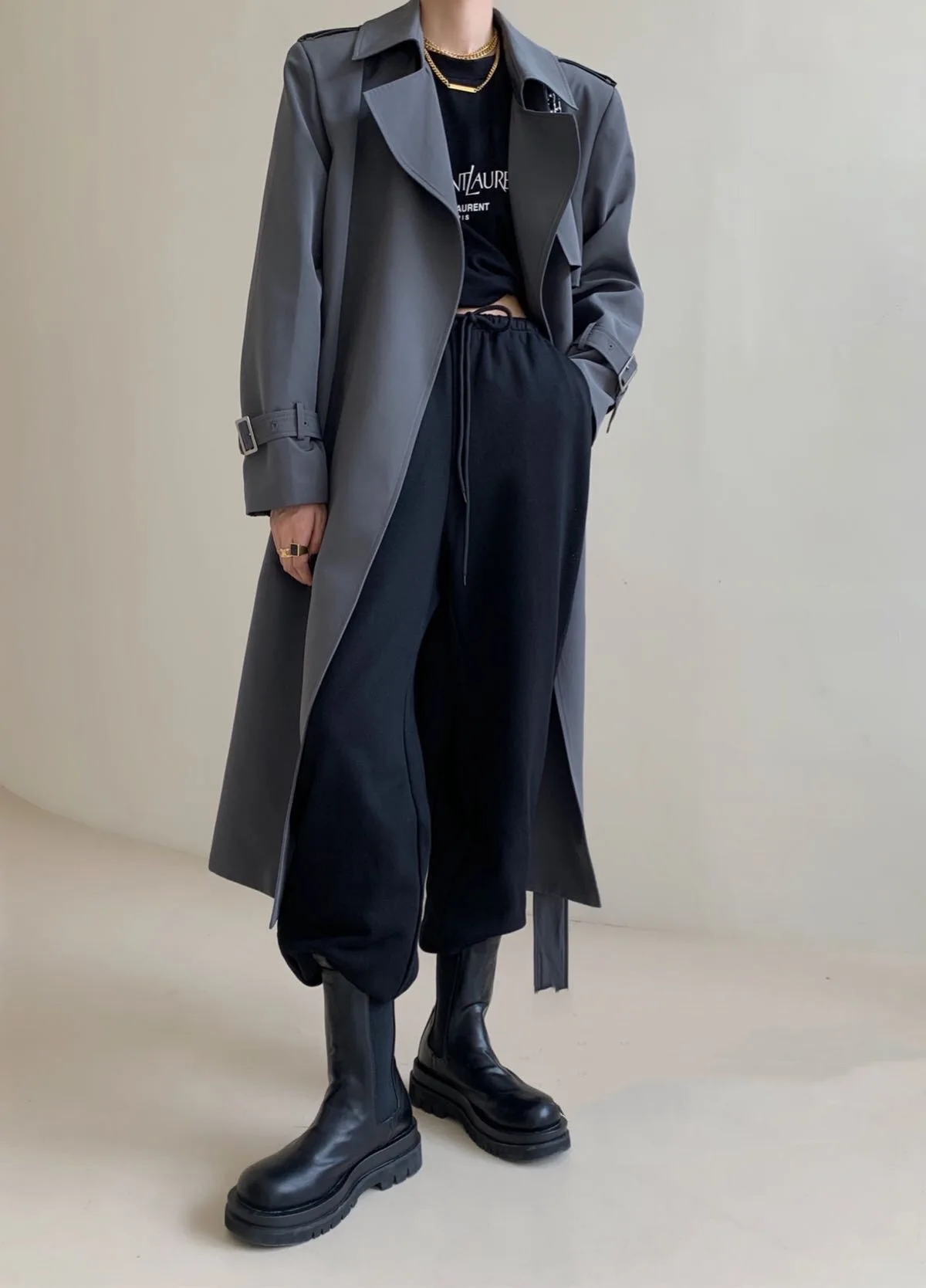 

Женский Тонкий тренчкот с большими лацканами, модный простой длинный тренчкот в Корейском стиле (с поясом), новинка 2021