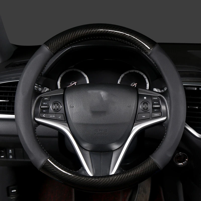 

PU Leather Universal Car Steering-wheel Cover 38CM Car-styling Sport Auto Steering Wheel Covers Anti-Slip Automotive Accessories
