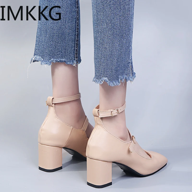 Женские туфли лодочки из искусственной кожи женские на Высоком толстом каблуке в