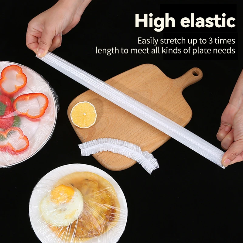 

100pcs Disposable Durable Food Storage Covers Elastic Fresh-keeping Cover Food Odor-proof Plastic Wrap Food Sealed Saver Bags