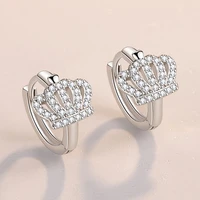 kofsac fashion 925 sterling silver crown zirconia small hoop earring for girls women beautiful earring jewelry party accessories