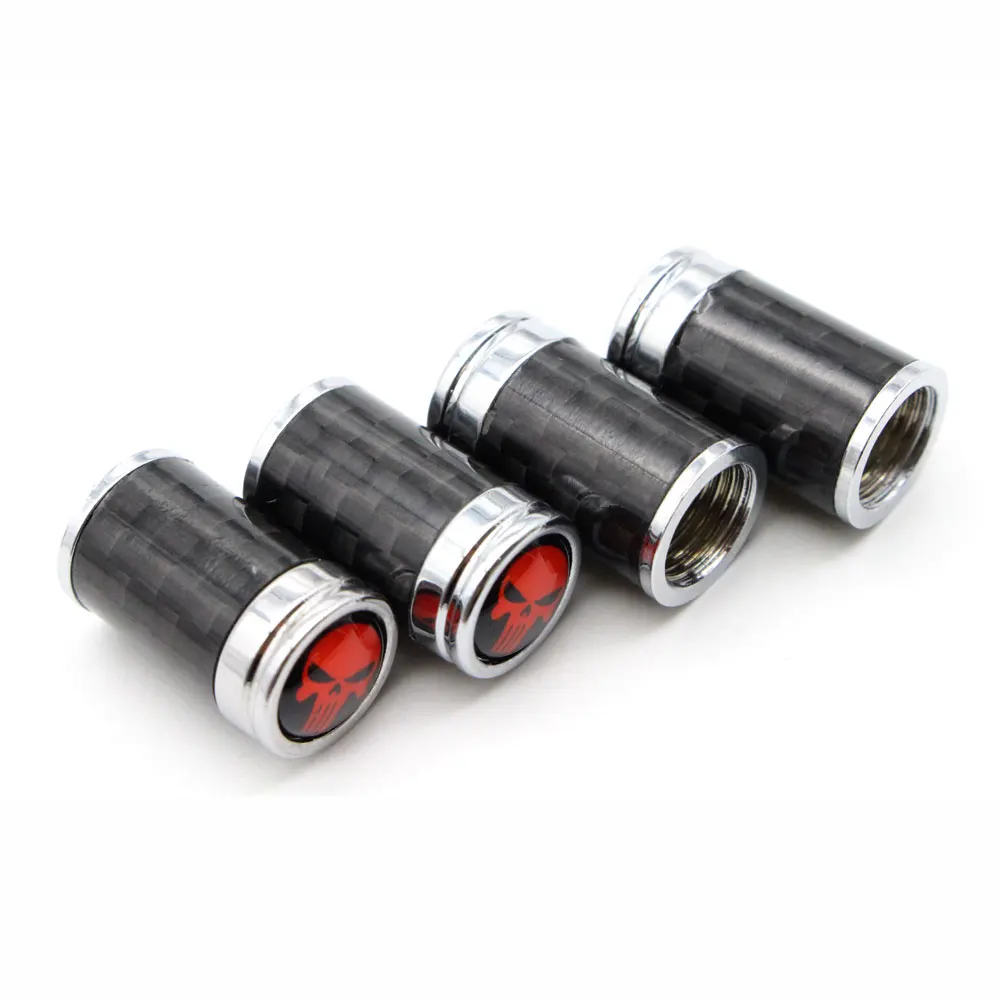 4 шт./компл. медь + углеродное волокно Череп Стиль крышка на стержень клапана шины