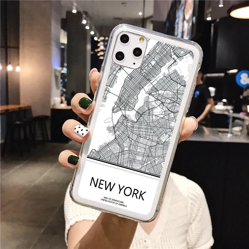 Прозрачный мягкий чехол для телефона с картой мира iPhone 11 12 13 Pro XS Max XR X SE 2020 7 8 plus Ins