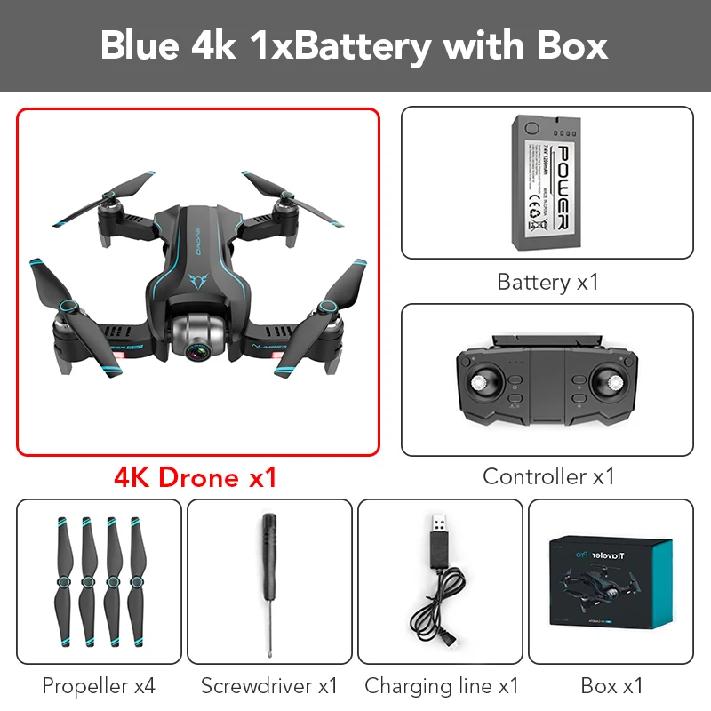 Blue 4k 1B with Box FUNSKY S20 wifi FPV с 4 K/1080 P HD камерой 18 минут время полета Интеллектуальный складной Радиоуправляемый Дрон Квадрокоптер - Цвет: Blue 4k 1B with Box