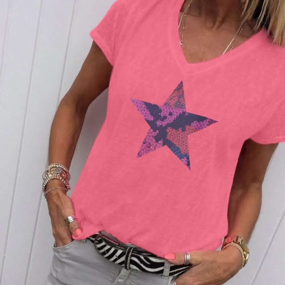 Женская футболка модные футболки с принтом звезд летняя повседневная одежда