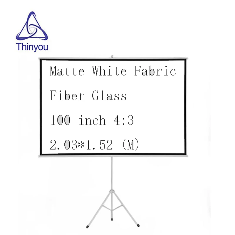 

Thinyou 100 Inch 4:3 Portable projector screen Matte White Fabric Fiber High Definition Bracket Screen with Stable Stand Tripod