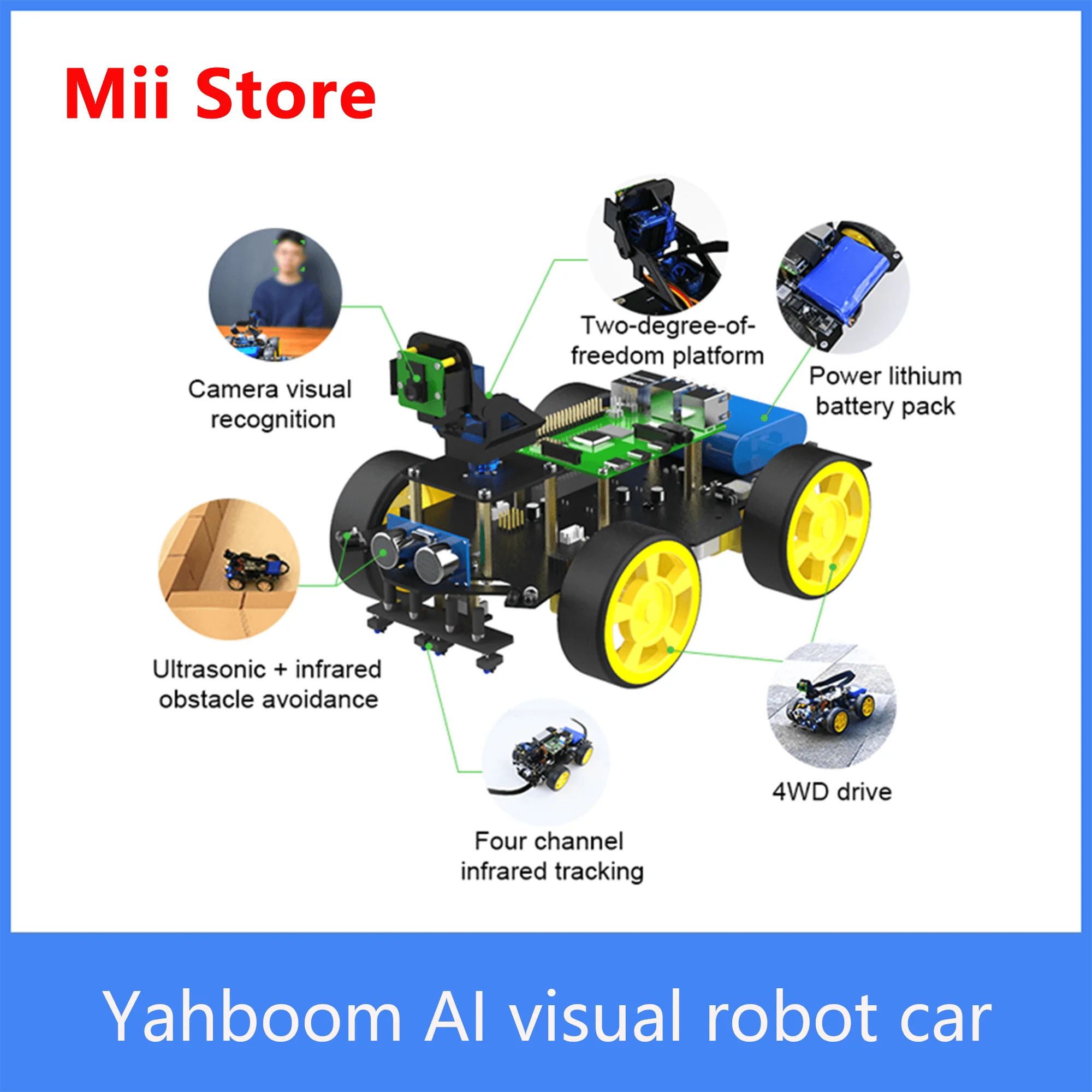 Визуальный робот автомобиль с камерой FPV для Raspberry Pi 4B Python|Демонстрационные