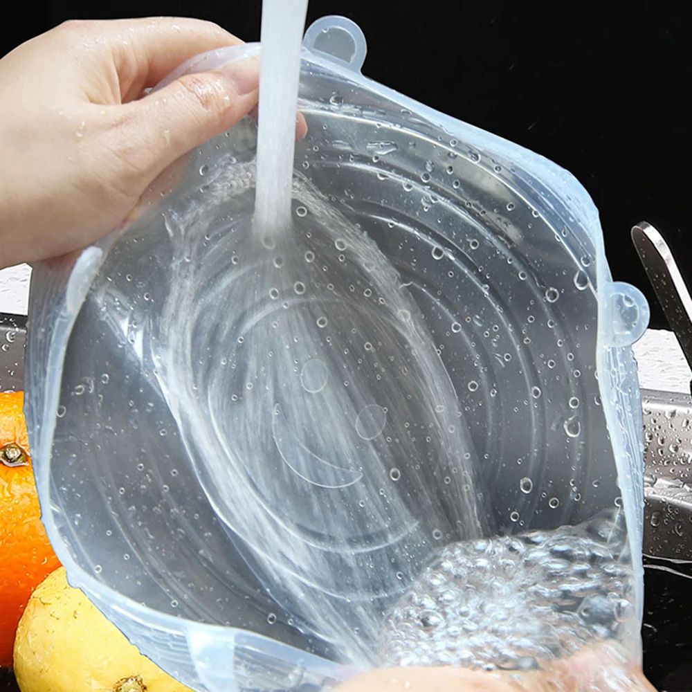 6 шт. многоразовые силиконовые эластичные крышки универсальная крышка