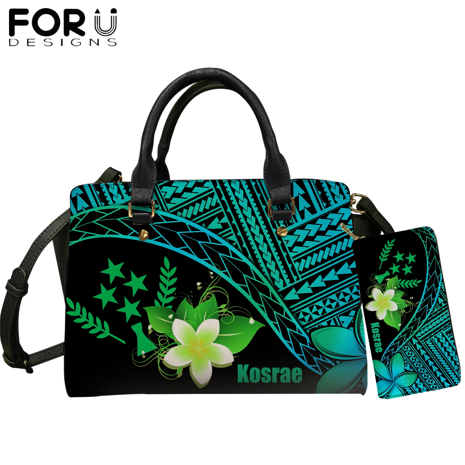 

Модная женская сумка FORUDESIGNS Kosrae, племенной полинезийский дизайн, женские Сумки из искусственной кожи, комплект из 2 предметов, винтажный кош...