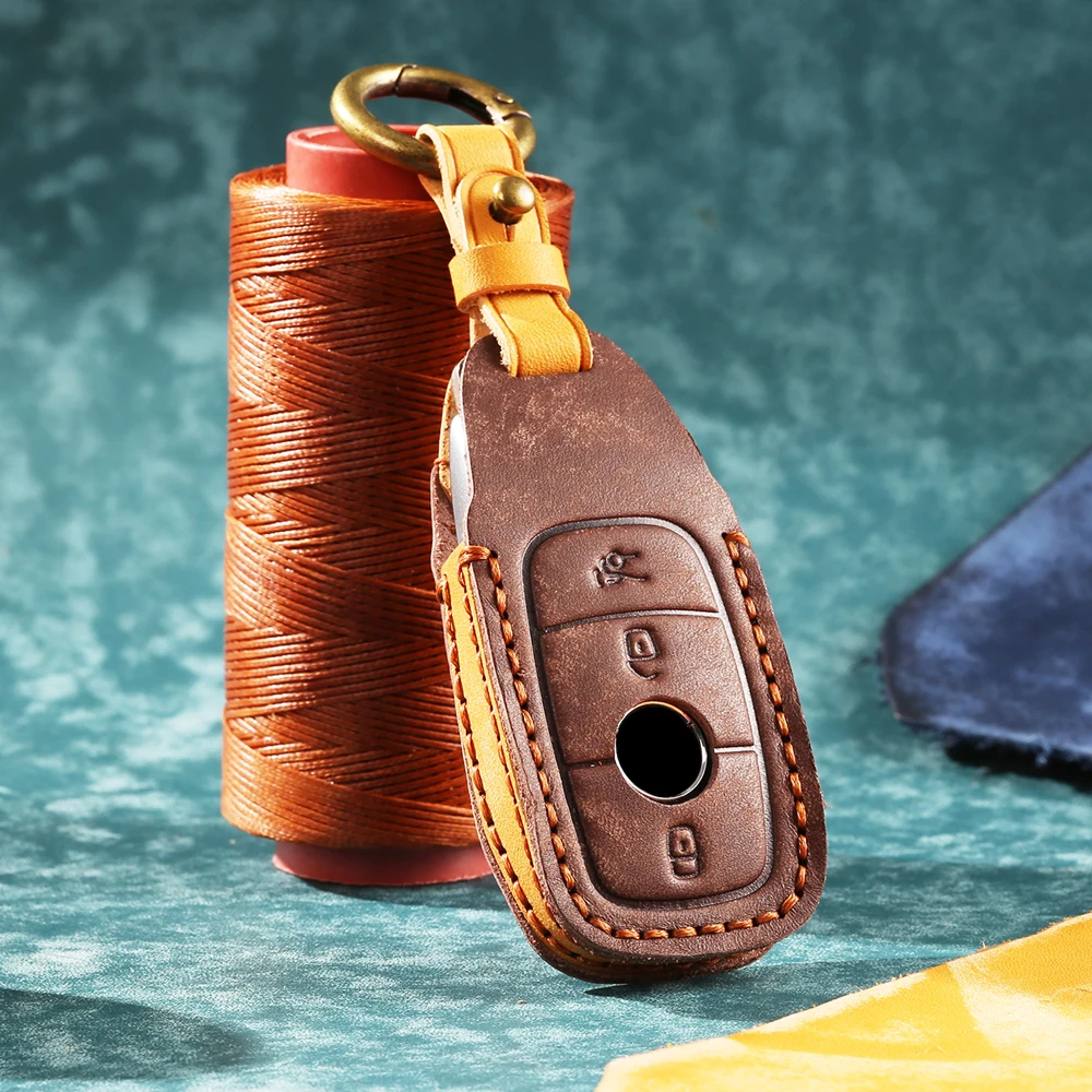 

Leather Car Key Cover Case Shell Bag Protective For Mercedes Benz 2017 E Class W213 2018 S Class Accessories Car Styling