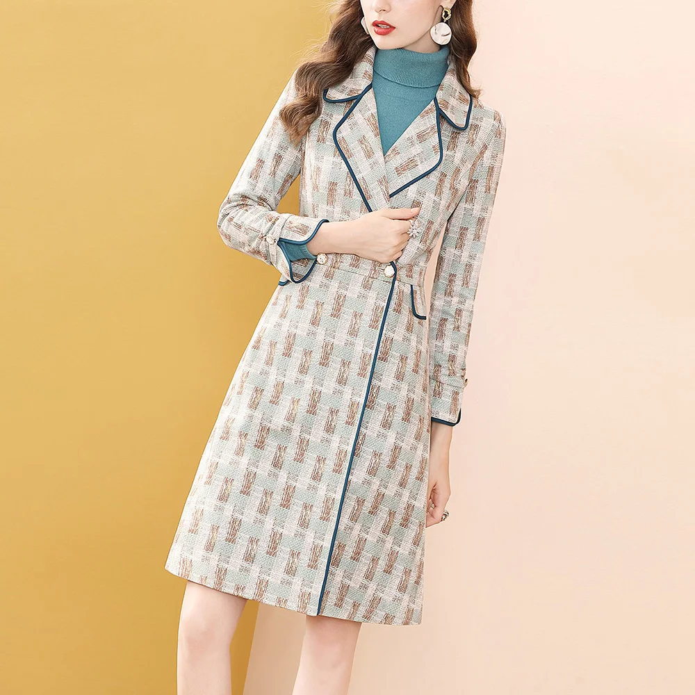 

Only Plus British style windbreaker women winter Print Cardigan Trench New Lapel Long Sleeve Loose Fit Windbreaker Fashion