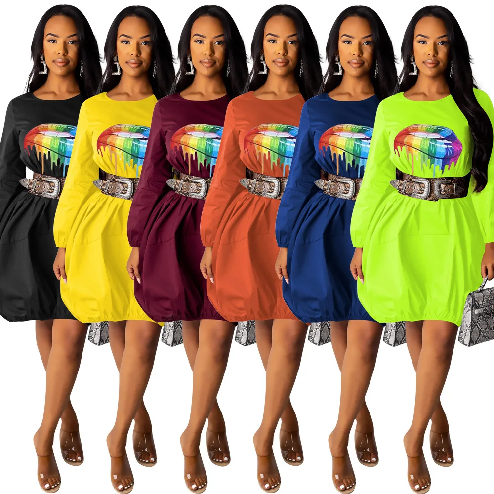 ADFVAT свободные повседневное женское платье на осень с пышным длинным рукавом