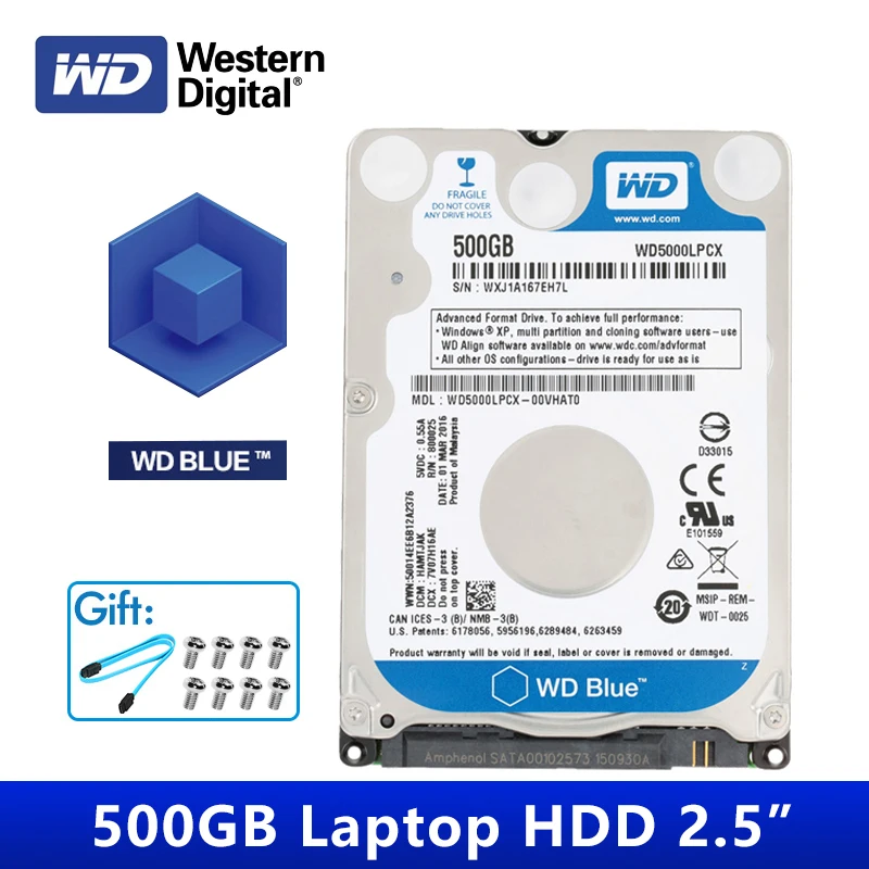 WD Blue ноутбук HDD жесткий диск 2 5 '驌 ГБ SATA 3 6 ГБ/сек. 5400 об/мин 7 мм Внутренний для
