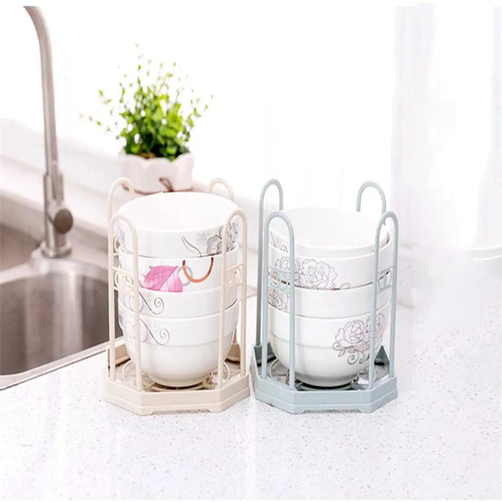 Пластиковый стеллаж для хранения чаш органайзер слива воды сушилка посуды