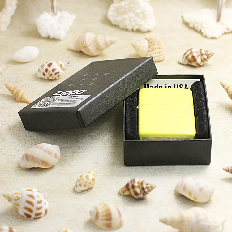 

Genuine Zippo oil lighter copper windproof Lemon yellow cigarette Kerosene lighters Gift With anti-counterfeiting code