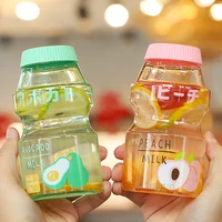 cute plastic water cups transparent fruit milk bottles leak proof travel drinking bottle for baby kid girl water mug
