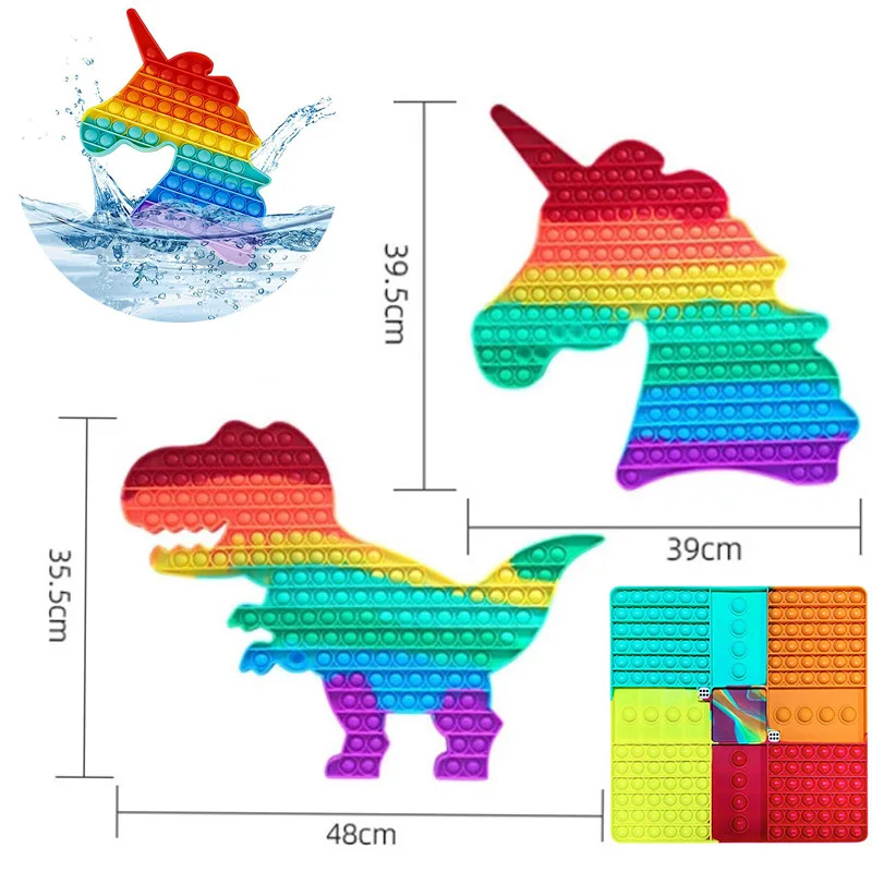 XXL 40cm Giant Big Size Pop Fidget Toys Anti stress Toy Unicorn Chessboard Push Bubble for Children Antistress | Игрушки и хобби