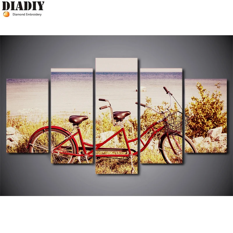 

5pc Full Square&round drill 5D DIY Diamond embroidery Bicycle Diamond Painting Cross Stitch Rhinestone Mosaic Kitchen Home Decor