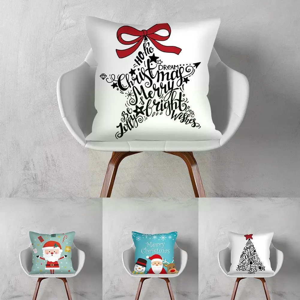 

Snowman Elk Christmas Tree Printed Pillow Case Sofa Single-sided Case Skin Modern Peach Home 45*45CM Furnishing Pillow J6S7