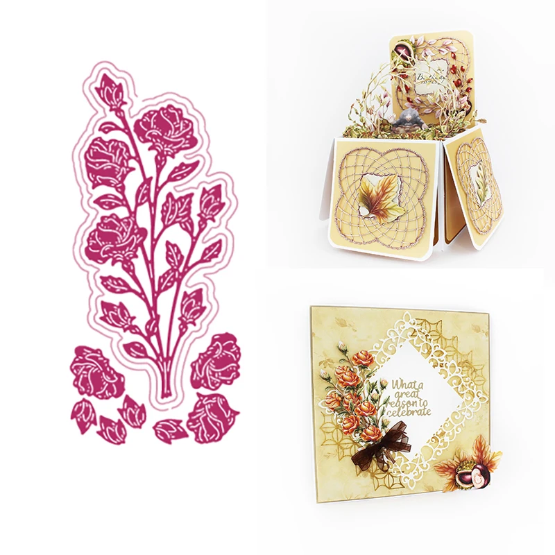 

Ruddy Roses Metal Dies Arrival Molds Scrapbooking Paper Making Cuts Crafts Template Handmade Decoration 2021 New