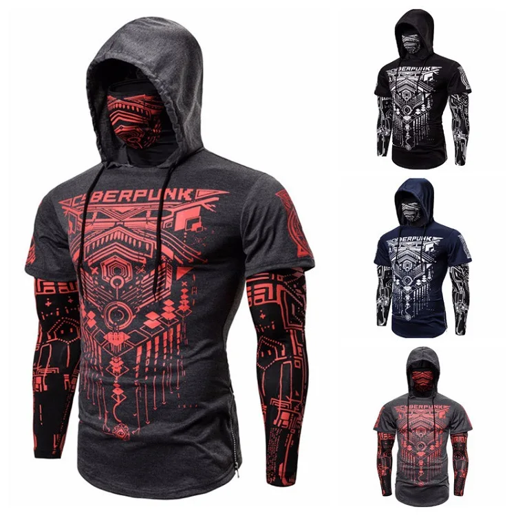 

2021Spring and Autumn New Men's Sweater Hooded Long-sleeved T-shirt Face Mask Riding Fashion Man Hoodies Men Clothing Sweatshirt