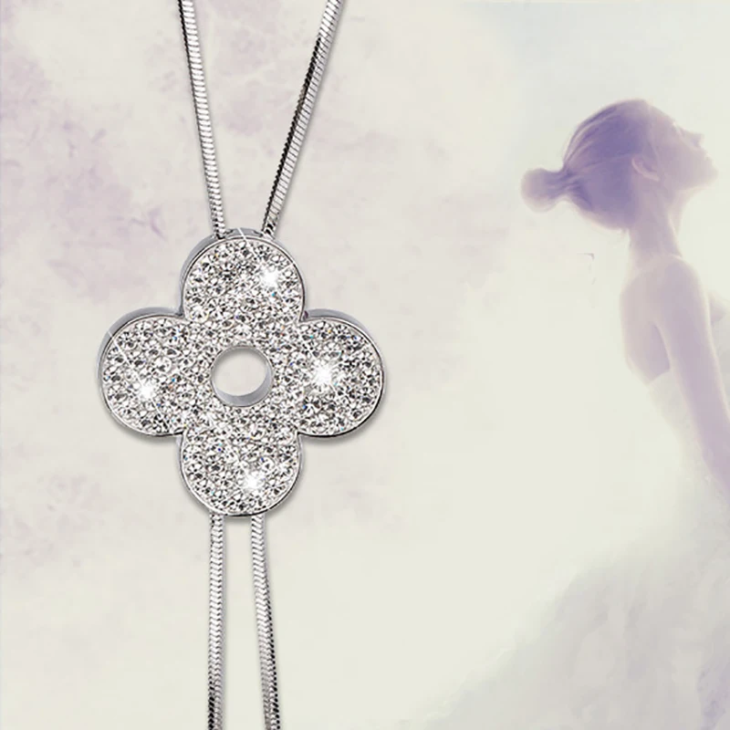 Длинная цепочка на свитер корейский Дикий осенне-зимний четырехлистный клевер