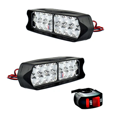 2pcs-16led-1switch Мотоциклетные фары 12 В 12 Вт прожекторы супер яркие мото Противотуманные фары Водонепроницаемый мотоцикл вспомогательный дальнего света фары - Цвет: 2pcs-16led-1switch