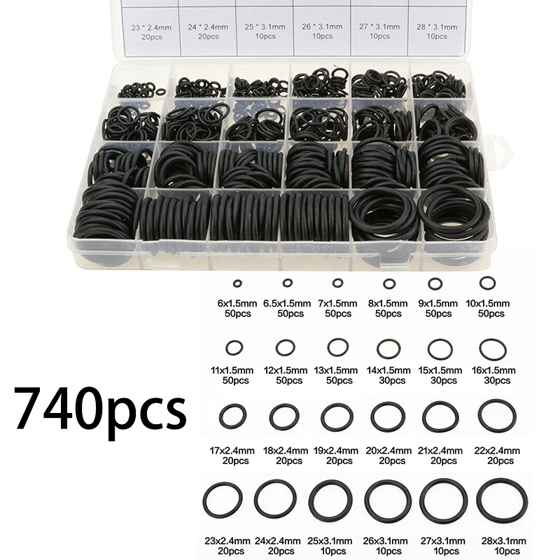 

740pcs Sealing Ring Set Assortment Seal Replacement Repair Accessories