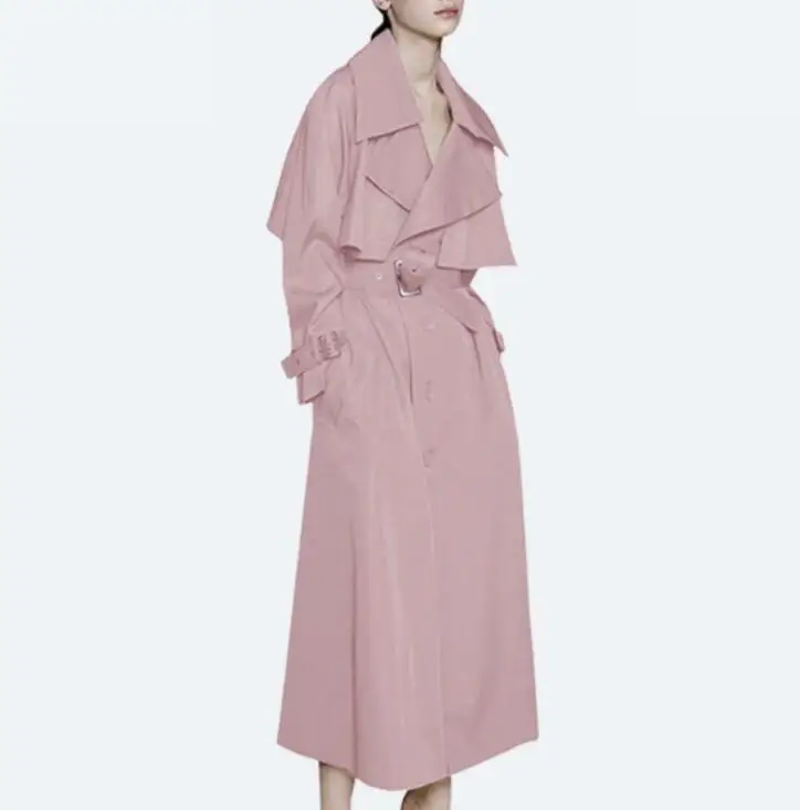 2020 spring autumn new European pink windbreaker women's trench coats плащ женский тренч mid-length clothes пальто pink