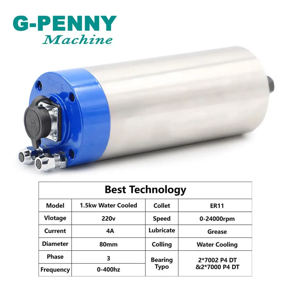 G penny CNC шпиндель водяного охлаждения 1 5 кВт ER11 деревообрабатывающий мотор 80x200 мм и