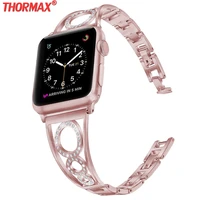 3 o shaped luxury diamond strap for apple watch round circle for iwatch 40mm 38mm watchband bling stainless steel women bracelet
