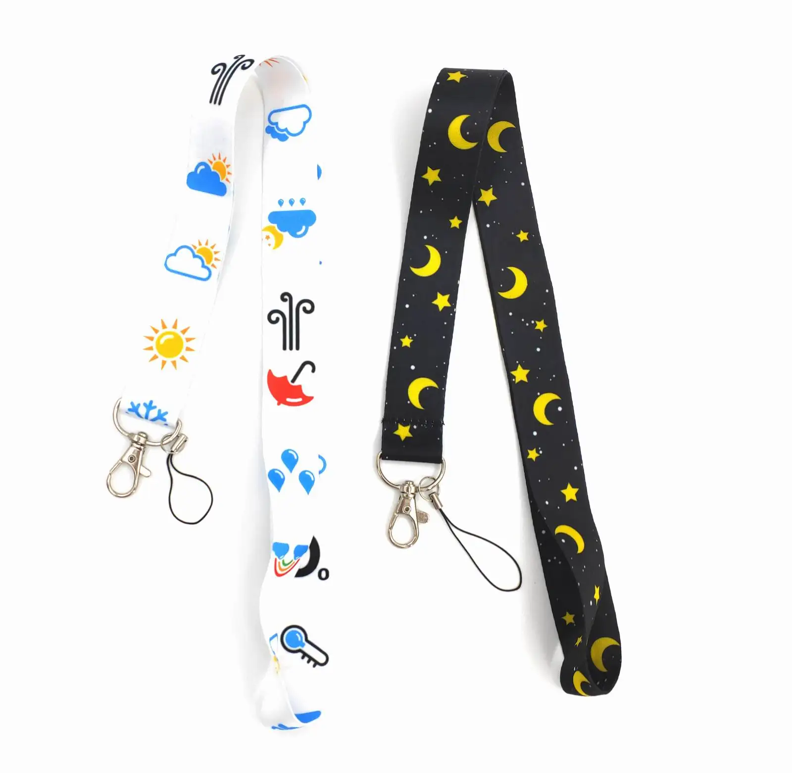 

New 20pcs Weather Forecast Stars Moon Keychain Lanyards Id Badge Holder ID Card Pass Mobile Phone USB Badge Holder Key Strap