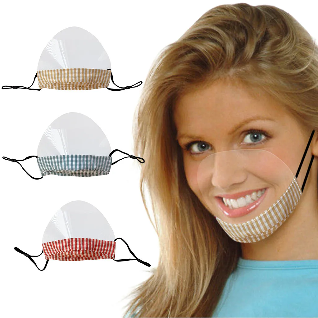 Unisex mondkapjes herbruikbaar Dustproof Radiation Protection wasbaar volwassen Transparent Visible Face Masks 3PCS |