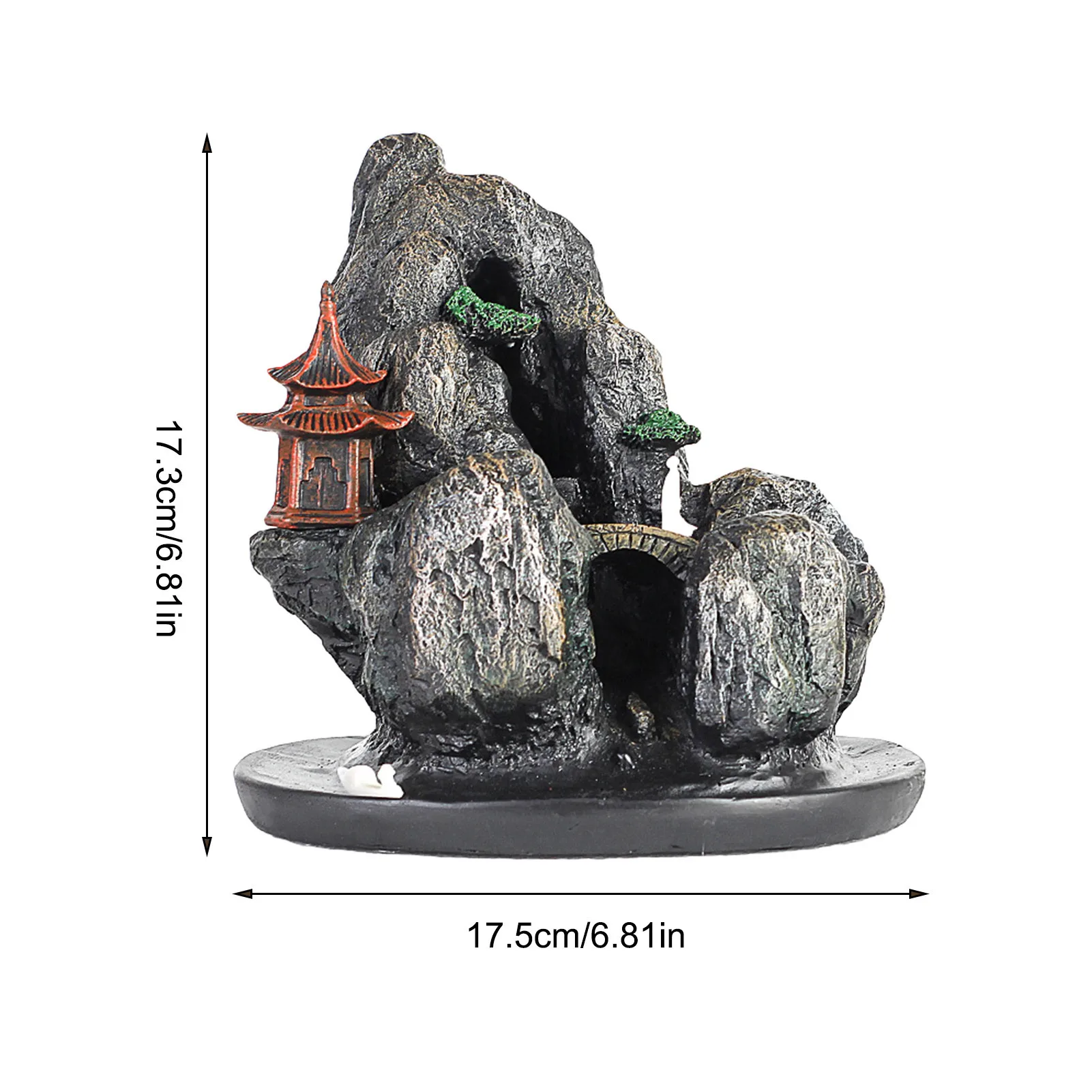 

Resin Backflow Incense Burner Landscape River Home Decor Yoga Meditation Censer Waterfall Incense Burner With 50 Incense Cones