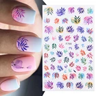 Красочные листья наклейки для ногтей цветущие цветы листва Шаблон Маникюр 3D клей Украшение слайдер на ногти Подвески BEF692-701