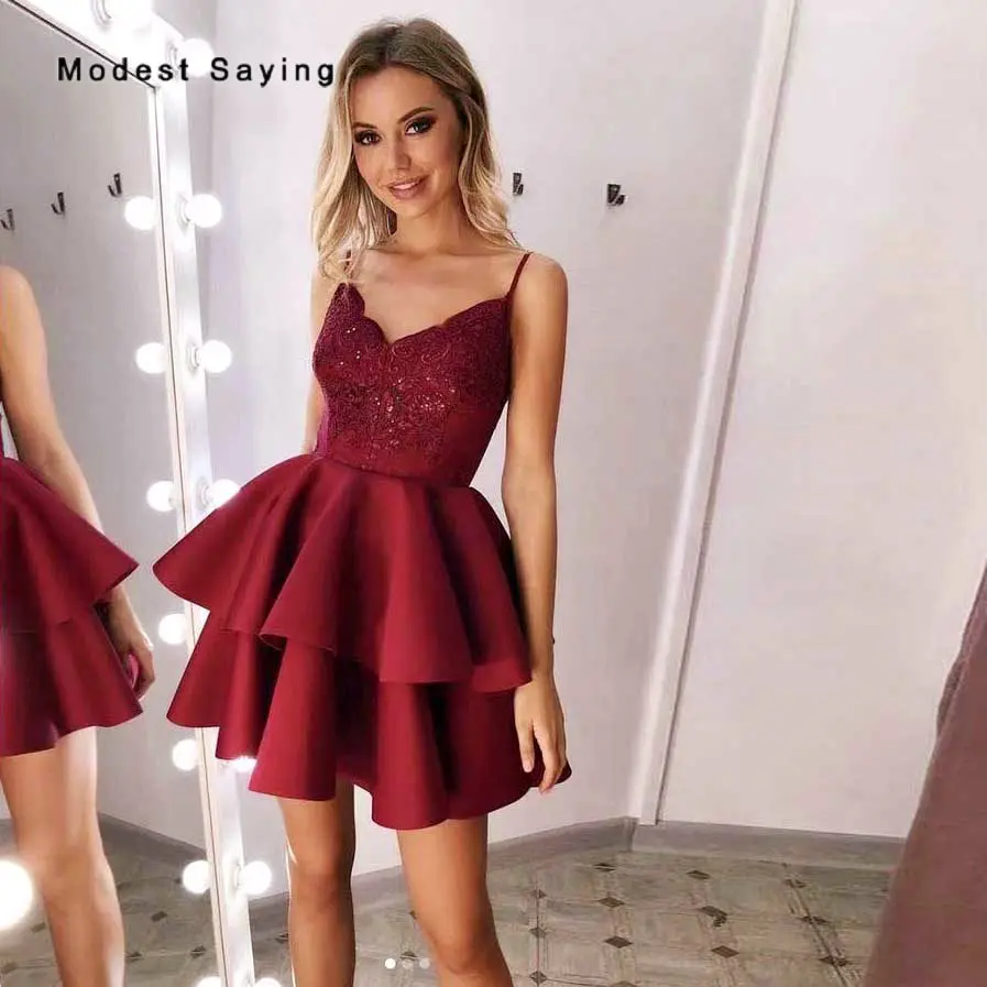 Элегантное коктейльное платье трапеция винно красного цвета с v образным вырезом