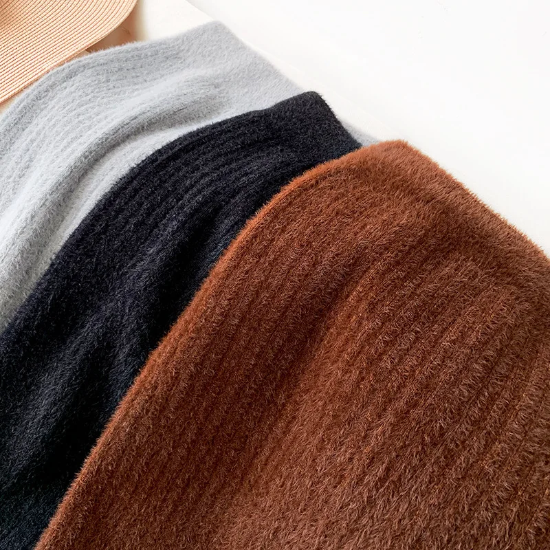 2019 шерстяная Вязанная женская зимняя облегающая юбка миди с высокой талией