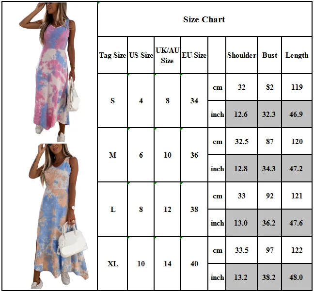 

VICABO Women's Boho Tie Dye Midi Sundress Sleeveless Summer Holiday Casual Tank Dress 2021 Woman Dress