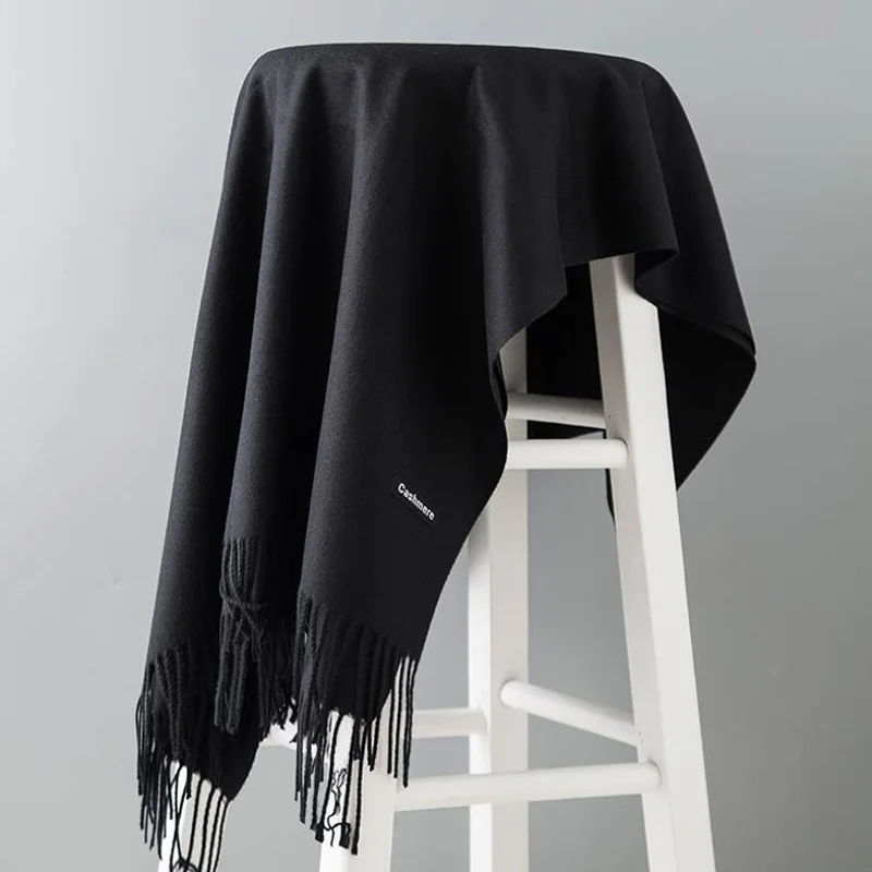 Женский однотонный кашемировый шарф толстые теплые зимние шарфы большой