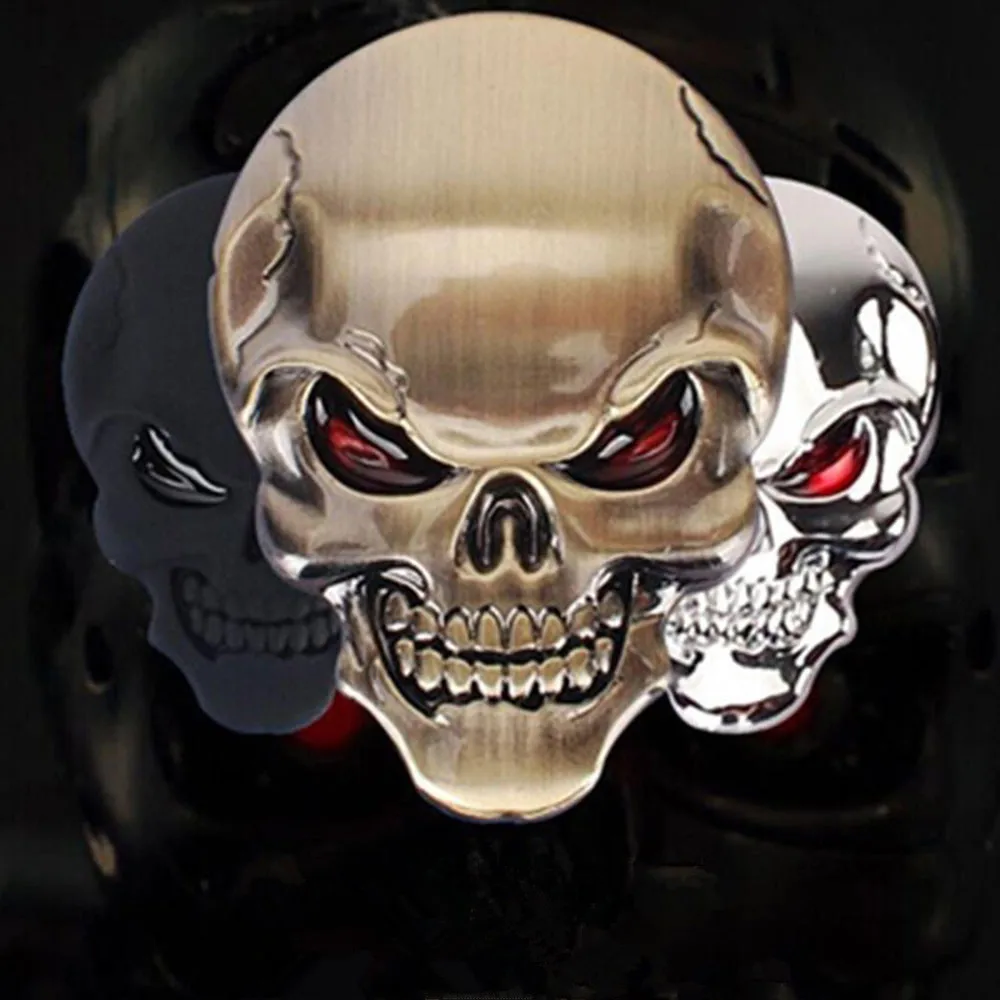 

3d Metal Gold Black Skull Skeleton Car Motorcycle Decal Sticker Emblem Badge Auto Car Styling Stickers And Decals