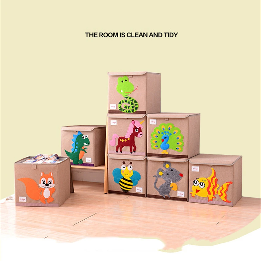 Складной органайзер из ткани Оксфорд с вышивкой в виде животных|Коробки и ящики