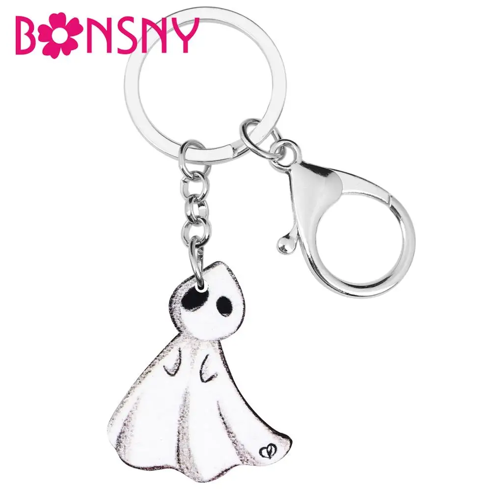 Bonsny акриловые Хэллоуин Аниме призрак ключи цепочки Ключи Кольца сумка