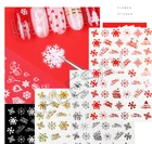 Счастливого Рождества 3D белого и красного цветов для снежной погоды ногтей Наклейка на ногти маникюр Лазерная золотого и серебряного цвета наклейки для ногтей Дизайн украшения