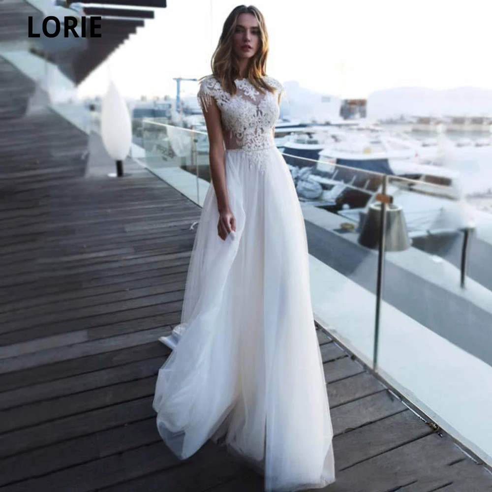 Белое пляжное свадебное платье LORIE богемные кружевные свадебные платья