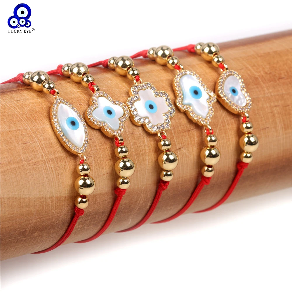 Браслет с подвеской Хамса на удачу глазом Фатима браслет Красной веревкой