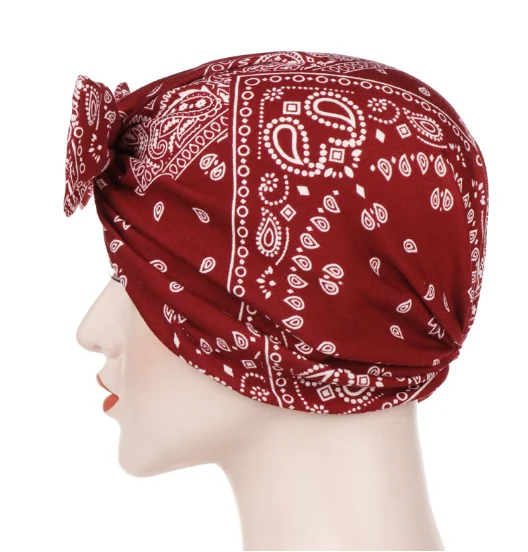 

Muslim head scarf for women fashion print bow wrap cotton hijab turban caps India bonnet Inner hijabs islamic turbante mujer